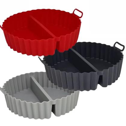 Imagem de Forma de Silicone com Divisórias Protetor Fritadeira Air Fryer Antiaderente 20cm