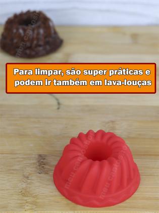 Imagem de Forma De Silicone Cupcake Antiaderente Vermelha Pequena Vazado não mancha Forno Flexível  Pequeno 6,5x2,5cm