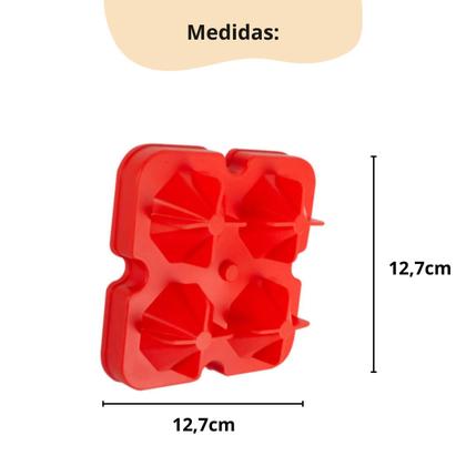 Imagem de Forma de Silicone Diamante 4 Cavidades, Resistente, Flexível e Ideal Gelo, Chocolates e Sobremesas