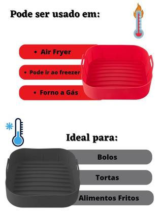 Imagem de Forma de Silicone Para AirFryer Cozimento Quadrada Air Fry Cesto Fritadeira Elétrica Tamanho Grande
