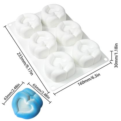 Imagem de Forma de silicone para mousse em formato de coração com 6 cavidades, antiaderente
