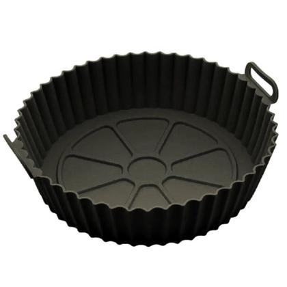 Imagem de Forma de silicone redonda para air fryer 20cm resistente - forminha de air frair de cozinha