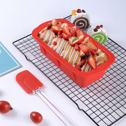 Imagem de Forma De Silicone Retangular Pão Bolo Gelo Antiaderente Para Forno Microondas E Freezer