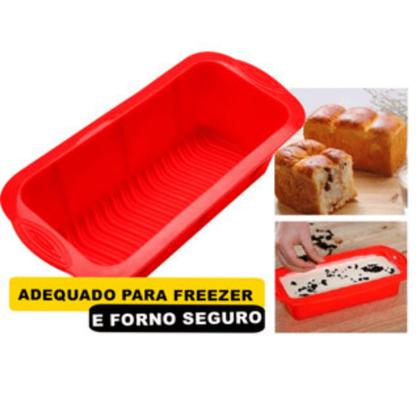 Imagem de Forma De Silicone Retangular Pão Bolo Gelo Antiaderente Para Forno Microondas E Freezer