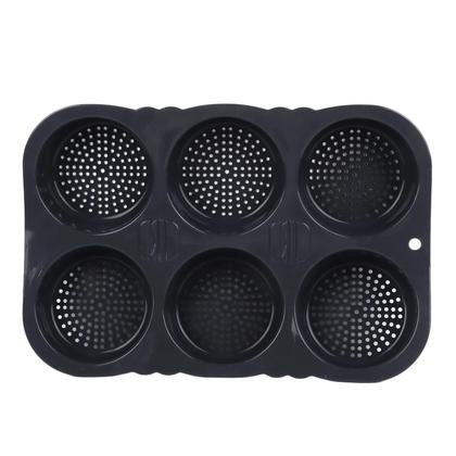 Imagem de Forma De Silicone Reutilizável Para Pão De Hambúrguer Com 6 Cavidades, Dobrável E Resistente Ao