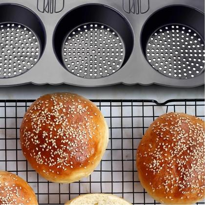 Imagem de Forma De Silicone Reutilizável Para Pão De Hambúrguer Com 6 Cavidades, Dobrável E Resistente Ao