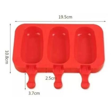 Imagem de Forma De Sorvete Material Silicone Para Picolé Formato Normal Lisa Com 50 Palitos Cores Rosa e Lilás