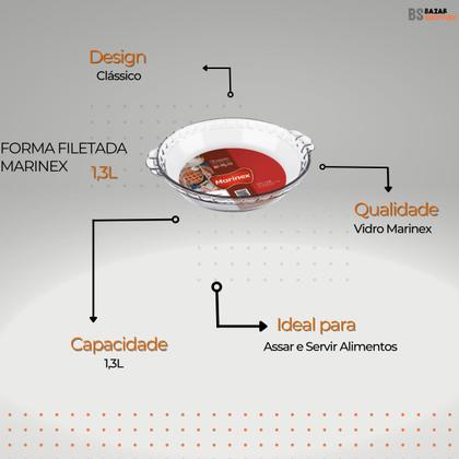 Imagem de Forma Filetada 1,3L Marinex Vidro Redonda Media Assadeira