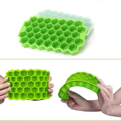 Imagem de Forma Gelo Silicone Não Tóxico Colmeia P/Garrafa Com Tampa