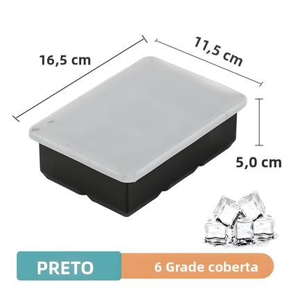 Imagem de Forma Grande De Silicone Para Cubos De Gelo Com Tampa, Bandeja De Gelo Com 4/6/8/15 Cavidades Para