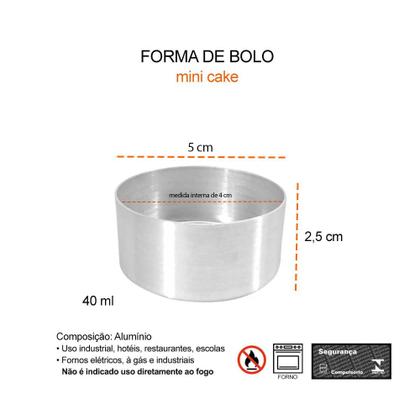 Imagem de Forma Mini Bolo Aluminio Forminha Copinho 4cm Kit 50un