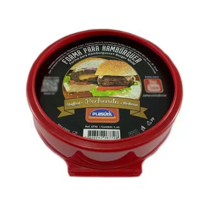 Imagem de Forma Molde Prensa Para Fazer Hamburguer Caseiro Vermelha Plasutil 006772