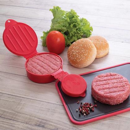 Imagem de Forma Molde Prensa Para Fazer Hamburguer Caseiro Vermelha Plasutil 006772