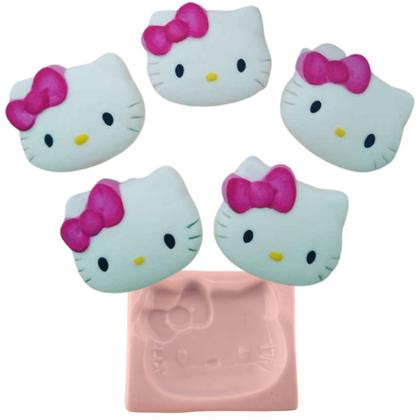 Imagem de Forma Molde Silicone Biscuit Cabeça Cat Hello Gatinha Kit