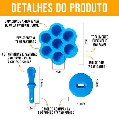 Imagem de Forma Molde Silicone Picolé Sorvete Infantil Bebê Peitolé