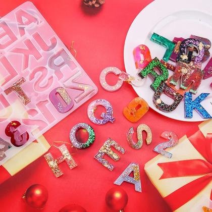 Imagem de Forma Molde Silicone Resina Letras Numero Alfabeto Invertido