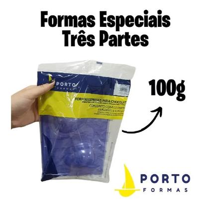 Imagem de FORMA OVO DE PÁSCOA 3 PARTES (2 RÍGIDAS + 1 SILICONE) PORTO FORMAS / BWB 100G/250G/350G/500G Tamanho:350GR