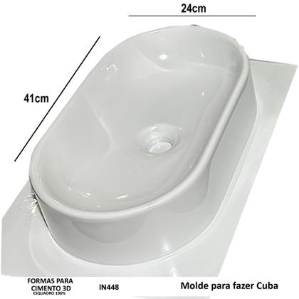 Imagem de Forma Para Fazer Cuba de Banheiro 41x24x9,5cm Molde para fazer cuba IN448