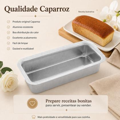 Imagem de Forma para Pão de Forma Caparroz 19x8x5cm Alumínio Assadeira Retangular Pães Bolos Tortas Sobremesas Fácil Desenforme Uso Doméstico e Profissional