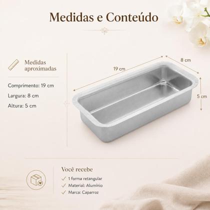 Imagem de Forma para Pão de Forma Caparroz 19x8x5cm Alumínio Assadeira Retangular Pães Bolos Tortas Sobremesas Fácil Desenforme Uso Doméstico e Profissional