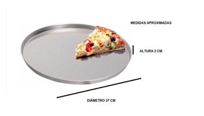 Imagem de Forma Para Pizza Assadeira Redonda Baixa Bandeja Alumínio Polido Grosso IF 35 Tamanho 3 De 37 cm