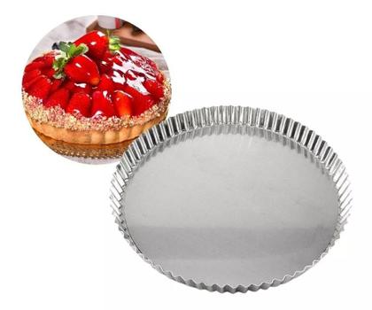 Imagem de Forma para Torta de Alumínio Fundo Falso Crespa 25x3 cm Doupan