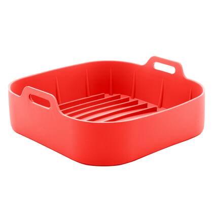 Imagem de Forma Quadrada de Silicone p/ Air Fryer Vermelha 20x7cm Lyor