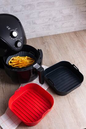 Imagem de Forma Quadrada de Silicone p/ Air Fryer Vermelha 20x7cm Lyor