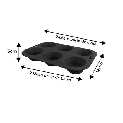 Imagem de Forma silicone muffin bolo cupcake 6 compatimento pratica gourmet compacta assa forno freezer