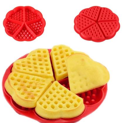 Imagem de Forma Waffles Coração Panqueca Omelete Silicone Antiaderente