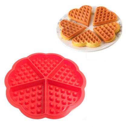 Imagem de Forma Waffles Coração Panqueca Omelete Silicone Antiaderente