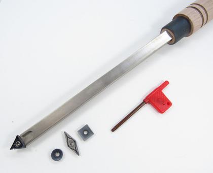 Imagem de Formão goiva reto para tornear madeira com 4 insertos substituíveis