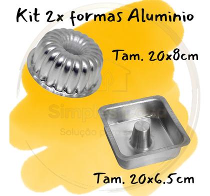 Imagem de Formas Alumínio Bolo Suíça 2(20x8cm) + Quadrada (20x6cm)