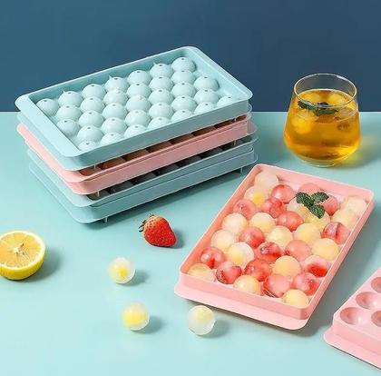 Imagem de Formas De Gelo Redondas Pequenas Com Tampa Para Freezer, Mini Moldes De Gelo Para Coquetéis, Whisky,