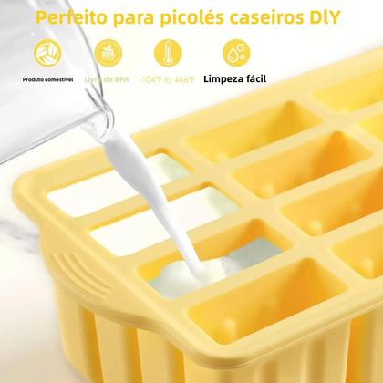 Imagem de Formas De Silicone Para Picolé Com 12 Cavidades, Livre De BPA, Bandejas Para Sorvete Caseiro Para