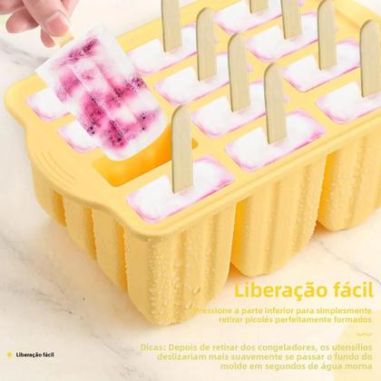 Imagem de Formas De Silicone Para Picolé Com 12 Cavidades, Livre De BPA, Bandejas Para Sorvete Caseiro Para