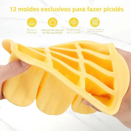 Imagem de Formas De Silicone Para Picolé Com 12 Cavidades, Livre De BPA, Bandejas Para Sorvete Caseiro Para