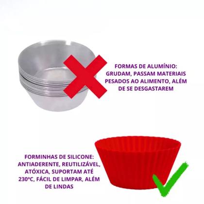 Imagem de Forminhas cupcake silicone com 6pcs Reutilizável Vermelha 70ml
