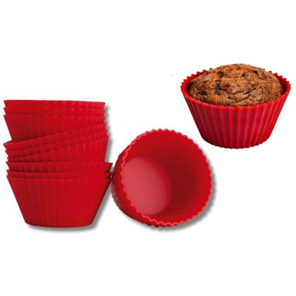 Imagem de Forminhas cupcake silicone com 6pcs Reutilizável Vermelha 70ml