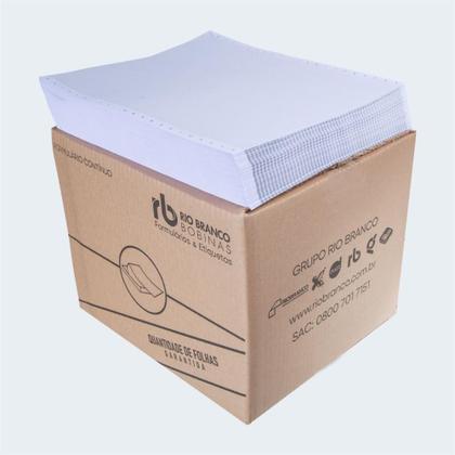 Imagem de Formulário Contínuo Razão 1 Via 80 Colunas 56G Branco - Caixa com 6000