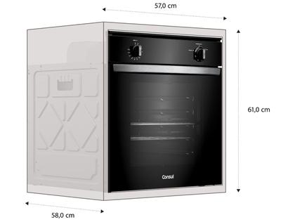 Imagem de Forno A Gas De Embutir 84l Black 220v 62x60x58cm - Consul