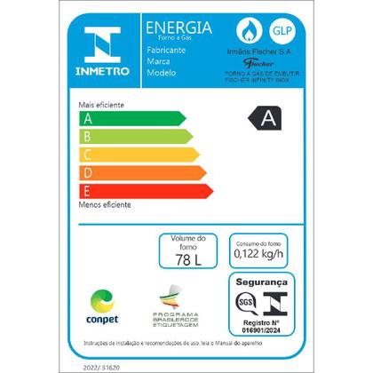 Imagem de Forno a Gas De Embutir Fischer Infinity Inox 78L 220V Com Grill 36450-104432