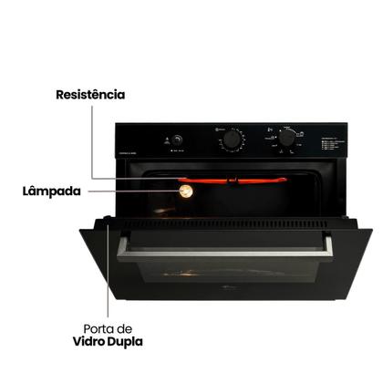 Imagem de Forno a Gás Embutir Infinity 50l 127v Preto C/ Grill Fischer