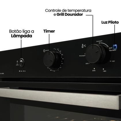 Imagem de Forno a Gás Embutir Infinity 50l 127v Preto C/ Grill Fischer