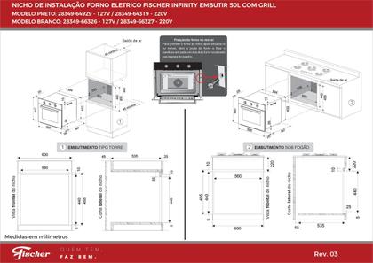 Imagem de Forno a Gás Embutir Infinity 50l 127v Preto C/ Grill Fischer