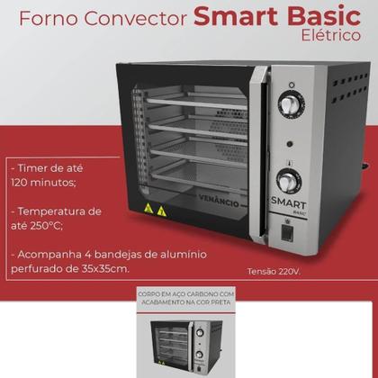 Imagem de Forno Convector Venâncio Smart Basic 4 Esteiras com Corpo Preto e Painel Inox 220V FCSB4EPRIN