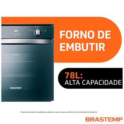 Imagem de Forno de Embutir a Gás Brastemp 78 Litros Inox Espelhado com Grill Timer Touch BOA84AR