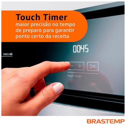 Imagem de Forno de Embutir a Gás Brastemp 78 Litros Inox Espelhado com Grill Timer Touch BOA84AR