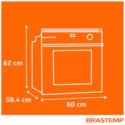 Imagem de Forno de Embutir a Gás Brastemp 78 Litros Inox Espelhado com Grill Timer Touch BOA84AR