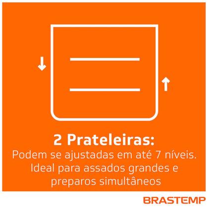 Imagem de Forno de Embutir a Gás Brastemp 78 Litros Inox Espelhado com Grill Timer Touch BOA84AR